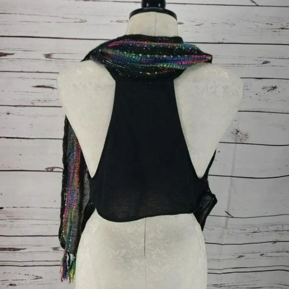 Justice Girl's‎ Rainbow Fringe black M/L Vest